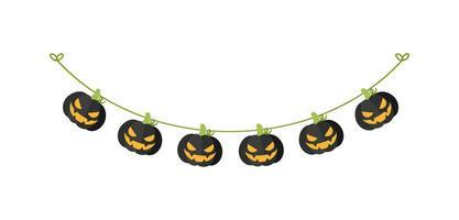 mignonne jack o lanterne mal citrouille guirlande pour Halloween. Facile bannière pendaison fête chic décor vecteur élément.