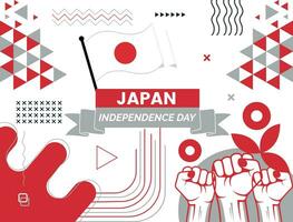 Japon carte et élevé poings. nationale journée ou indépendance journée conception pour Japon fête. moderne rétro conception avec abstrait Icônes. vecteur illustration.