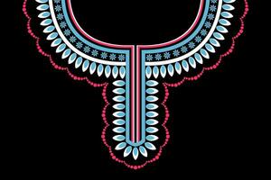 magnifique ethnique collier dentelle Oriental modèle traditionnel sur noir Contexte. aztèque style broderie abstrait vecteur illustration. dessins pour mode texture, tissu, mode femmes, chemise, vêtements