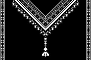 magnifique ethnique collier dentelle Oriental modèle traditionnel sur noir Contexte. aztèque style broderie abstrait vecteur illustration. dessins pour mode texture, tissu, mode femmes, chemise, vêtements
