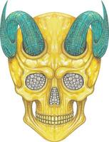 bijoux conception ensemble avec turquoise diamant et or diable crâne main dessin et La peinture faire graphique vecteur. vecteur