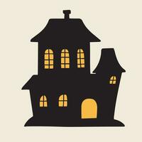 silhouette de maison pour Halloween décor. isolé foncé maison. icône maison avec lumière les fenêtres. vecteur illustration.