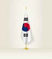 Sud Corée drapeau sur une drapeau rester. vecteur