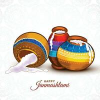 festival indien de janmashtami dahi handi célébration fond de vacances vecteur