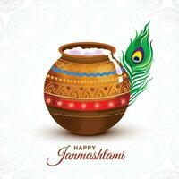 content janmashtami Contexte avec matki et Makhan carte conception vecteur