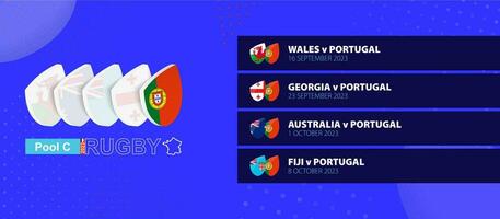 le Portugal le rugby nationale équipe programme allumettes dans groupe étape de international le rugby concours. vecteur