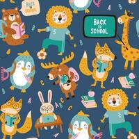 sans couture modèle mignonne animaux aller à école. vecteur des illustrations