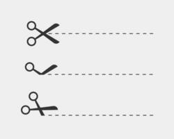 icône de ciseaux. les ciseaux coupent l'élément de conception de vecteur ou le modèle de logo. silhouette noire et blanche isolée.