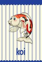 flashcard de vocabulaire avec le mot koi vecteur
