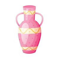 vecteur isolé dessin animé illustration de rose porcelaine décoré vase ou cruche avec poignées