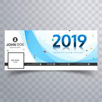 Modèle de bannière de couverture facebook de carte élégante 2019 nouvel an vecteur