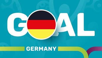 drapeau de l'allemagne et objectif de slogan sur fond de football européen 2020. illustration vectorielle de tournoi de football vecteur