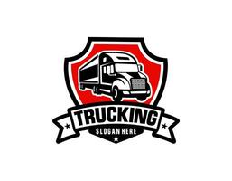 logo de l'entreprise de camionnage. concept de logo emblème insigne audacieux. vecteur de modèle de logo prêt à l'emploi isolé