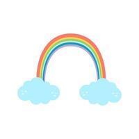 sensationnel arc en ciel avec des nuages. vecteur illustration plat