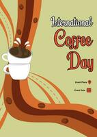 affiche modèle international café journée avec rétro thèmes illustration 2.2 vecteur