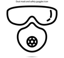 poussière masque et sécurité des lunettes de protection icône, vecteur illustration.