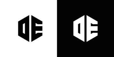 lettre ré e polygone, hexagonal minimal et professionnel logo conception sur noir et blanc Contexte vecteur