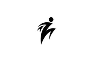 Créatif et minimaliste homme sauter icône logo conception modèle sur blanc Contexte vecteur