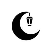 lune et lanterne icône. solide icône vecteur