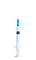 seringue. seringue réaliste avec gros plan d'aiguille pour la conception médicale. vaccin contre le coronavirus. icône de vaccin médical. test covid-19. vecteur