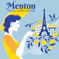 Lady French prend le citron pour la fête du citron à Menton vecteur