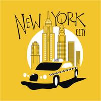 Taxi jaune dans la rue de New York vecteur
