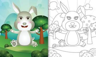 livre de coloriage pour les enfants avec une illustration de personnage de lapin mignon vecteur