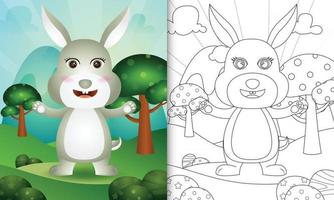 livre de coloriage pour les enfants avec une illustration de personnage de lapin mignon vecteur