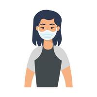 avatar de femme avec conception de vecteur de masque médical