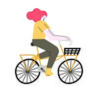 balade à vélo femme vecteur