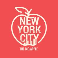 Grosse Pomme. Symbole de la ville de New York avec fond d'horizon vecteur