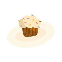 Cupcake sucré dans l'icône isolé plat vecteur