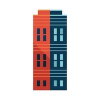 icône de ville minimale bleue et orange de bâtiment de trois étages vecteur