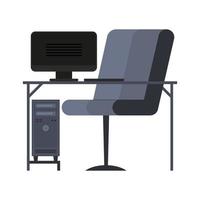 bureau avec ordinateur et chaise vector design