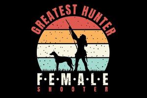 t-shirt chasseur animal femme tireur style rétro vecteur