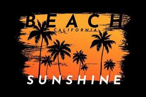 tee shirt californie coucher de soleil beau soleil brosse vintage vecteur