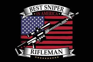 tee shirt typographie sniper flag american carabinier style vintage vecteur