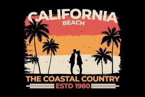 t-shirt california beach country beach style rétro vecteur