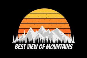 tee shirt silhouette pin de montagne coucher de soleil vintage vecteur