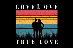 tee shirt couple romantique titre love love true love vecteur