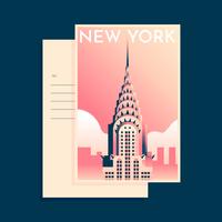 Modèle de Carte postale de chrysler building à new york vecteur