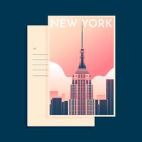 Modèle de Carte postale de empire state building à new york vecteur