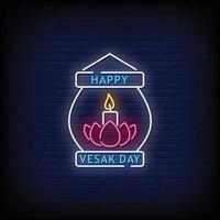 vecteur de texte de style enseignes au néon joyeux vesak day