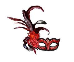 masque vénitien de carnaval à partir d'une touche d'aquarelle, dessin coloré, réaliste. illustration vectorielle de peintures vecteur