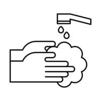 icône de style de ligne de lavage des mains vecteur