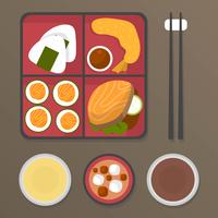 Illustration vectorielle de plats bento boîte repas