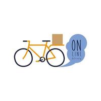 campagne de lettrage de livraison à plat avec style plat de vélo vecteur