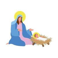 icône de caractère marie vierge et jesus crèche