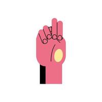 langue des signes de la main n ligne et style de remplissage icône vecteur conception