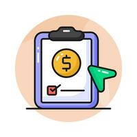 dollar sur page représentant concept vecteur de financier document, prêt à utilisation icône